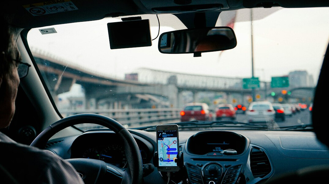 driver using gps navigation
